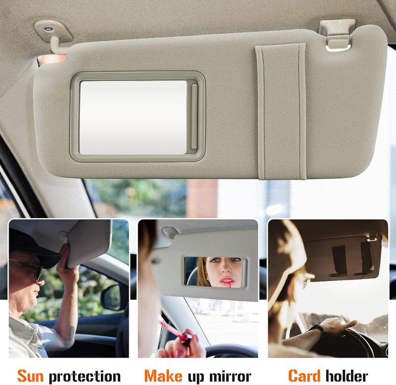AEagle Left & Right Sun Visor with Light for 2009-2016 Toyota Venza with Sunroof, Driver & Passenger Sides Beige Sunvisor Replacement 74320-0T022-B1, 74310-0T022-B1 - Image 4